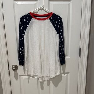 Crown & Ivy Women’s Starry Raglan Tee - Navy and White